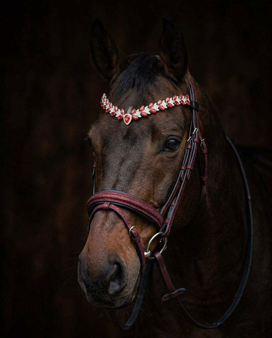 Bride impériale rubis avec rênes