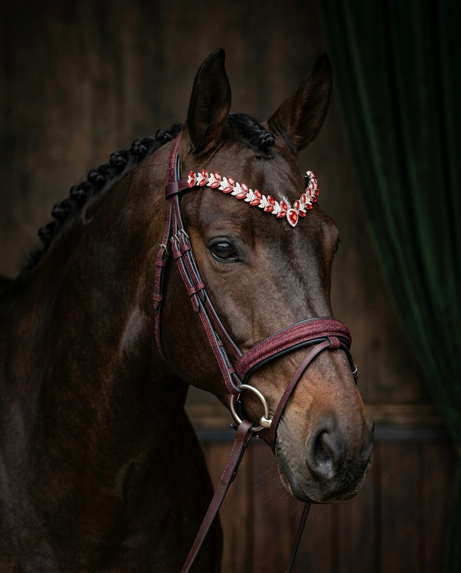 Bride impériale rubis avec rênes